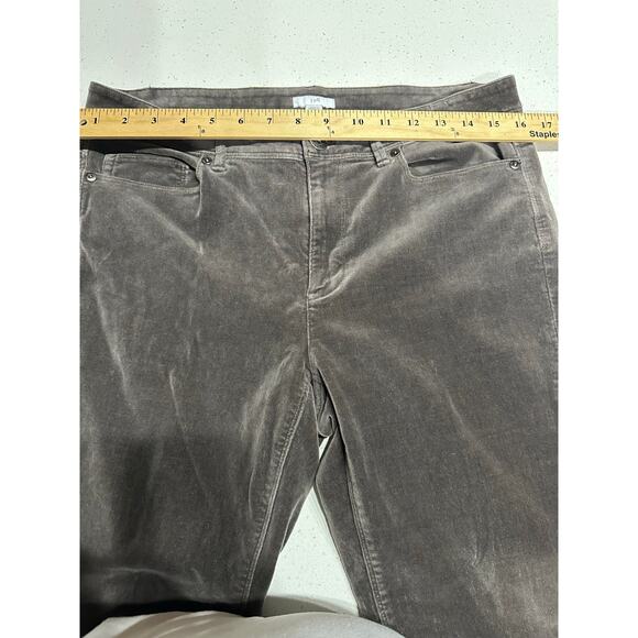 J. Jill Women’s Velvet Pants Slim Leg Ankle Taupe 10 Casual Neutral Soft - Picture 10 of 10